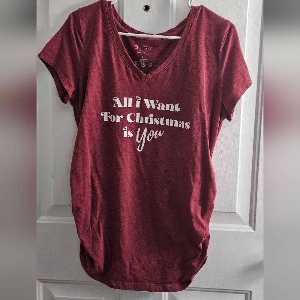 a:glow Maternity Red and White Relaxed Short Sleeve Tee